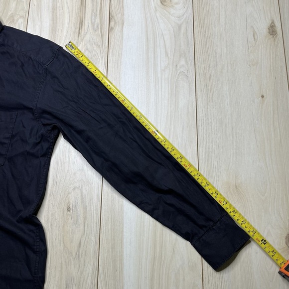 Ermenegildo Zegna Herringbone Button Down Shirt Mens Small Made In Italy Black - Picture 8 of 16